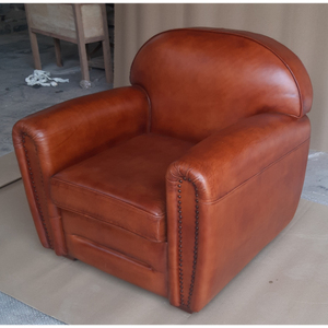 Fauteuil Chesterfield en cuir véritable, design traditionnel, dossier serré, accoudoirs roulés, rembourré, une place, canapé de salon - Product Image 2