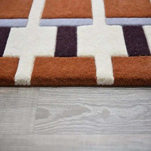 Tapis géométrique à carreaux en laine tuftée à la main, doux et moelleux, pour salon, chambre à coucher, décoration minimaliste, style luxueux - Product Image 4