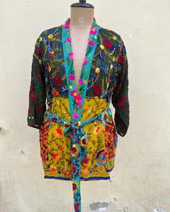 Hermoso Kimono Phulkari Bordado, Kimono Phulkari para Damas de Honor, Kimono con Trabajo de Espejo, Kimono Largo Phulkari, Túnicas Kimono Phulkari, Regalo para Ella - Product Image 2