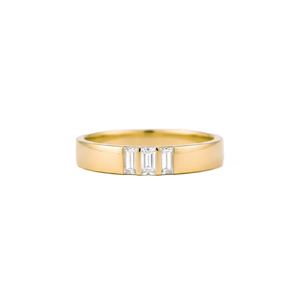Anillo de Diamantes Cultivados en Laboratorio con Corte Baguette, Estilo Art Deco, Minimalista, con Tres Piedras, Oro Sólido de 14K/18K, Anillo de Boda Apilable, Anillo de Aniversario - Product Image 2