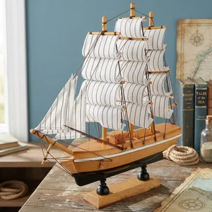 Modèle de bateau artisanal en bois, décoration nautique pour la maison, le bureau, la table, décoration marine - Product Image 6