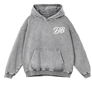 เสื้อฮู้ดดี้โอเวอร์ไซส์สีเทาสไตล์วินเทจ ล้างสีแบบแอซิดวอช ผ้าฝ้ายฟลีซหนานุ่ม พิมพ์ลายตามสั่ง สตรีทแวร์ ยูนิเซ็กส์ มีฮู้ด - Product Image 1