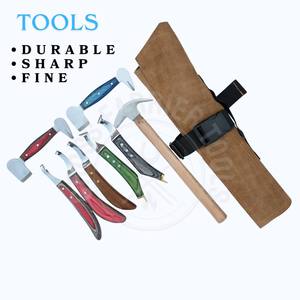 Kit d'outils de fermeur avec ensemble de couteaux à sabots à lame D tranchante, à extrémité en laiton, couteau à anse pour abcess arc-en-ciel, marteau de fermeur et coupe-ondulants - Product Image 4