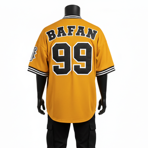 Camiseta 100% algodón para hombre, corte holgado, estampada, estilo deportivo, tipo jersey de béisbol, transpirable, con paneles de malla de poliéster y parche bordado. - Product Image 2