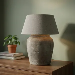 Lámpara de Mesa de Cerámica Terracota China, Decoración Rústica para el Hogar, Estilo Granja, Iluminación Ambiental Cálida para Diwali - Product Image 1