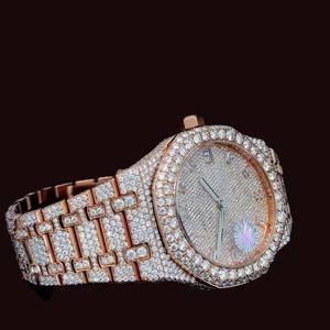 Reloj de pulsera para hombre de alta calidad, personalizado, con diamantes de moissanita D VVS, esfera romana bicolor, con fecha automática, de acero inoxidable. - Product Image 3