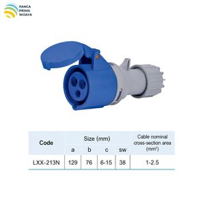 ขั้วต่อไฟฟ้าอุตสาหกรรมคุณภาพสูง 16A 2P+E 220-250V 6h IP44 รุ่น LX-213N สำหรับการเชื่อมต่อสายเคเบิล - Product Image 5