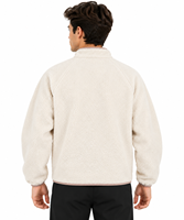 Veste pull en polaire sherpa crème ivoire de qualité supérieure pour homme, sweat-shirt chaud d'hiver à manches longues et col montant avec boutons-pression sur le devant
