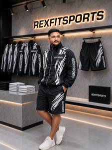REXFIT SPORTS 2026 Conjunto Deportivo Personalizado para Hombre, Chaqueta con Capucha y Pantalones Cortos de Nailon Negro, Ligero, para Gimnasio, Entrenamiento, Running - Product Image 2