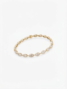 กำไลข้อมือเพชรทรงมาร์คีส์รุ่นใหม่ล่าสุด ทองคำแท้ 14K 4.3 กะรัต สี E ความสะอาด VVS2 เพชรเพาะเลี้ยงในห้องปฏิบัติการ เครื่องประดับชั้นดี ของขวัญสำหรับงานแต่งงาน - Product Image 2