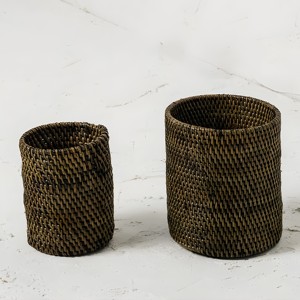 Rattan storage pot for holding stationery & <b>make</b> <b>up</b> brush woven pencil holders pen holder <b>case</b> - Product Image 2