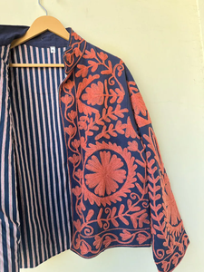 Handmade 100% Cotton Velvet Suzani Kimono Jacket | Autumn Winter Breathable Eco-Friendly Quilted Quick Dry O-Neck <b>Boho</b> Design - Product Image 4