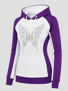 Sudadera con Capucha de Moda para Mujer, con Pedrería Brillante, Suave y Cálida, con Capucha Ajustable y Diseño de Bolsillo Tipo Canguro - Product Image 3