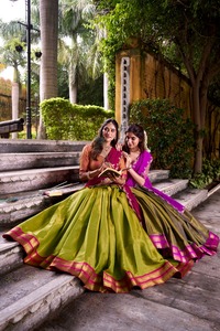 designer wedding lehenga kanchipuram silk zari weaving work 3.80 mtr flair stitched lehenga with unstitched blouse b2b catalog - Product Image 5