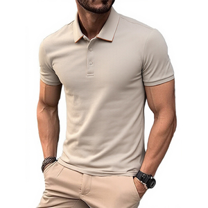 Polo de punto transpirable para hombre, talla grande, con diseño liso, logotipo personalizable, estilo casual estampado - Product Image 3