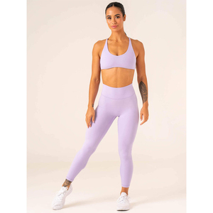 Conjunto de Yoga para Mujer de 2 Piezas, Antibacteriano, Spandex, Color Sólido, Sin Tirantes, Espalda Cruzada, Cintura Alta, Ropa Deportiva Sin Costuras para Entrenamiento Diario - Product Image 1