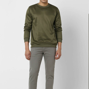 Nueva Llegada Sudadera de Invierno para Hombre de Alta Calidad, Básica, Color Oliva Sólido, Cuello Redondo, Oversize, de Felpa, Mezcla de Algodón Transpirable, Personalizable - Product Image 6