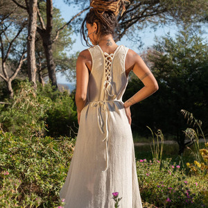 ชุดเดรสโบฮีเมียนผ้าฝ้ายดิบแบบเปิดหลัง ทรงไฮโลว์ พลิ้วไหว เหมาะสำหรับงานเทศกาล ของขวัญสำหรับผู้หญิง ขายส่ง - Product Image 3