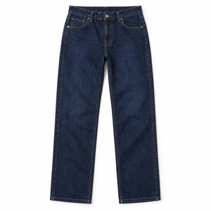 Jeans de Mezclilla Rectos de Cintura Alta para Mujer, Elásticos, Lavables, Transpirables, Color Índigo Oscuro - Product Image 1