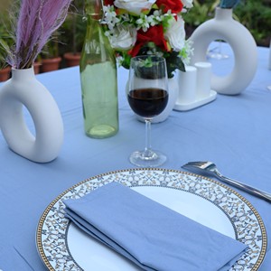 Light Blue Solid 100% Cotton Woven <b>Tablecloth</b>-Washable Eco-Friendly Durable Reusable Customizable Modern Design Wedding Outdoor - Product Image 2