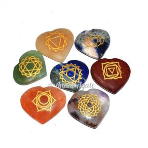 Ensembles de Reiki gravés à sept chakras avec sac de symbole de chakra Ensembles de pierre de chakra gravés en gros avec sac de symbole - Product Image 6