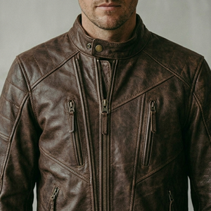 Vestes en cuir pour hommes de couleur unie, en cuir véritable, manches longues, élégantes, pour l'extérieur, vestes en cuir d'hiver pour hommes - Product Image 5