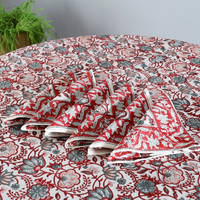 TheFabria Nappe carrée en coton à motif fleur de lotus imprimé indien, faite à la main, écologique, décoration d'intérieur, cadeau