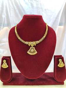 Indian 18K <b>Gold</b> Plated Brass Women's Trendy Lock Design Micro Insert Necklace <b>Set</b> Engagement Anniversary Jewelry - Product Image 2