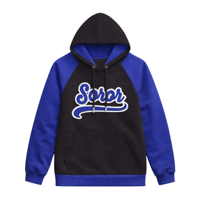 Sudaderas Soror con Mangas Raglán, Forro Polar de Algodón, Estilo Casual para Otoño e Invierno, Diseño con Bolsillos, Corte Regular, Azul y Negro, para Hermandades y Fraternidades - Product Image 1