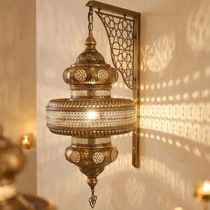 Modern Moroccan Style Brass Hanging <b>Lantern</b> Geometric Design Home Decoration Durable Metal <b>Candle</b> Holder - Product Image 5