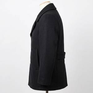 Abrigo de lana negro unisex de doble botonadura, chaqueta de invierno con cuello vuelto, frac personalizado - Product Image 3