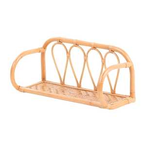 High Quality Loop Pattern Rattan Kids Wall Shelf Children Furniture Natural Cane <b>Floating</b> Book Storage Organizer Wholesale - Product Image 2