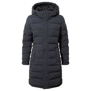 Doudoune mi-longue à capuche légère pour femme, manteau d'hiver matelassé coupe-vent avec fermeture éclair, veste longue matelassée pour femme - Product Image 2