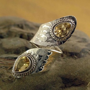 Bague en Citrine Naturelle en Argent Sterling 925, Bague Enveloppante Faite à la Main, Bijou Pierre de Naissance de Novembre pour Femme - Product Image 3