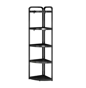 Estante de Almacenamiento Esquinero Moderno de 5 Niveles, Organizador de Cocina y Baño que Ahorra Espacio, Soporte Utilitario de Metal Negro - Product Image 1