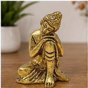 Figura de Buda Dorada Tallada en Latón, Decoración para el Hogar, Tema Budista, Forma 3D Completa, Chapada en Oro - Product Image 4