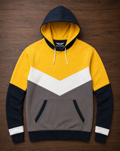 Purat Men's Lined Eco-Friendly Polyester Fleece Color Blocked <b>Hoodie</b> Pullover Knitted Hooded Sweatshirt Winter Style Regular - Product Image 1