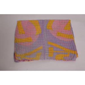 Colcha Kantha de Algodón con Estampado Floral Rosa, Hecha a Mano en India, Manta Vintage, Cubrecama Boho, Reversible - Product Image 4