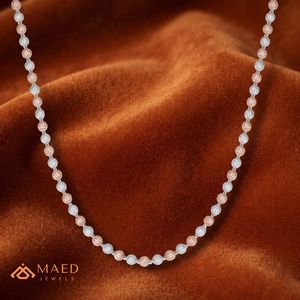 Collar de cadena de tenis de lujo con cuentas de moissanita chapadas en oro rosa, elegante joyería de moda unisex. - Product Image 3