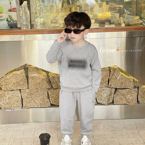 BEEMO Kids Conjuntos de ropa informal de lona de algodón de manga larga sólida para bebés Trajes de invierno para niños - Product Image 3