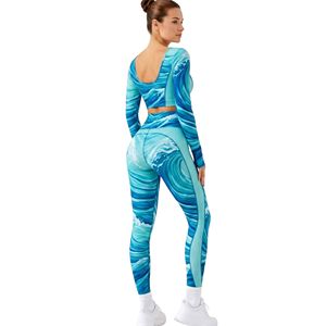 Conjuntos de Yoga para Mujer con Estampado Oceánico, Nailon y Spandex Premium, Ligeros, Transpirables, Flexibles y Cómodos, Venta al Por Mayor - Product Image 2