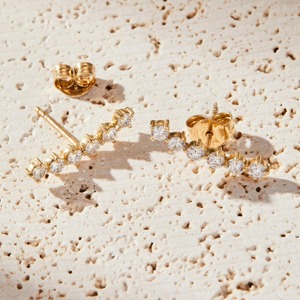 Unisex Yellow Gold Lab Grown Diamond <b>Stud</b> <b>Earrings</b> Round Brilliant Cut Luxury Minimalist Everyday Wear - Product Image 2