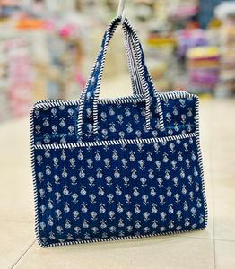 Bolso Tote Acolchado Floral para Mujer, Bolso de Hombro de Algodón, Bolso de Mano Abierto para Viajes Diarios - Product Image 2