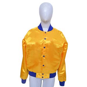 Chaqueta Bomber de Satén de Poliéster para Mujer, Cierre Completo, Estilo Urbano, Informal, Lisa, Teñida, de Punto, Impermeable, Transpirable, de Algodón - Product Image 1