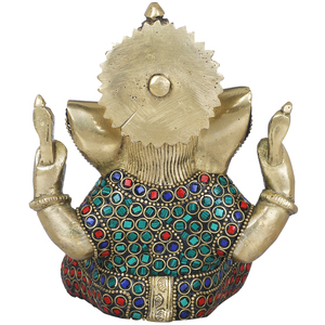 รูปปั้นพระพิฆเนศทองเหลืองขนาด5นิ้วทำด้วยมือรูปปั้นพระพิฆเนศอินเดียสำหรับให้เป็นของขวัญ - Product Image 3