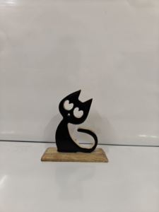 Gato de Halloween, gato negro, gato artesanal, gato grabado con láser, gato de pie - Product Image 4