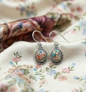 Vintage Oyster Turquoise Gemstone <b>Drop</b> <b>Earrings</b> 925 <b>Silver</b> Rose Gold & Yellow Gold Plated Handmade Boho Jewelry for Women Her - Product Image 3