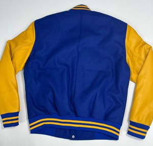 Veste de baseball confortable à col montant en tricot côtelé, doublure en laine réversible, broderie personnalisée du logo avant, pour homme - Product Image 4