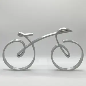 Sculpture de vélo minimaliste Art Déco faite à la main, figurine de vélo en aluminium noir avec cadre en fil métallique, décoration moderne pour la maison, le bureau, l'étagère, cadeau - Product Image 6