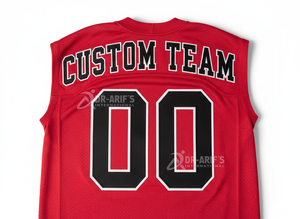 Maillot de football américain personnalisé pour équipe, rouge, col en V, manches courtes, sublimé, respirant, en mesh, uniforme sportif pour homme - Product Image 6